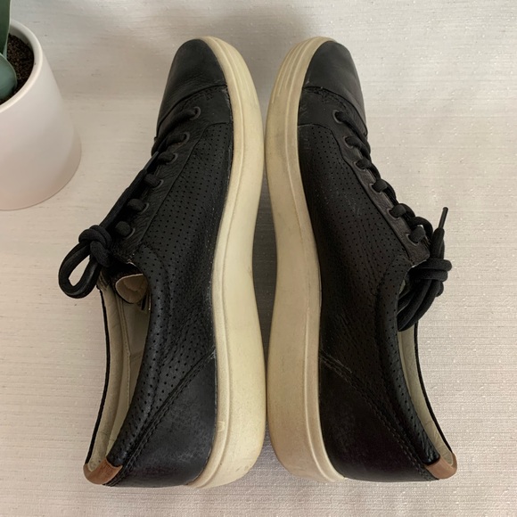 ECCO Soft7 Black Perforated Leather Lace Up Extra Width Sneakers Men’s EU45 US11 - Picture 8 of 14
